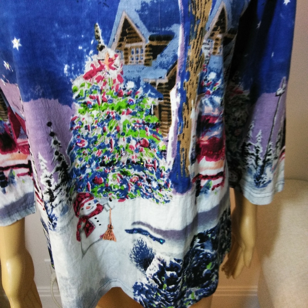 Cw Classics, Sequined Christmas Top Sz Sm - image 2